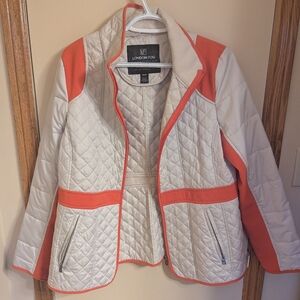 London Fog Women's Quilted Puffer Jacket - Cream and Orange